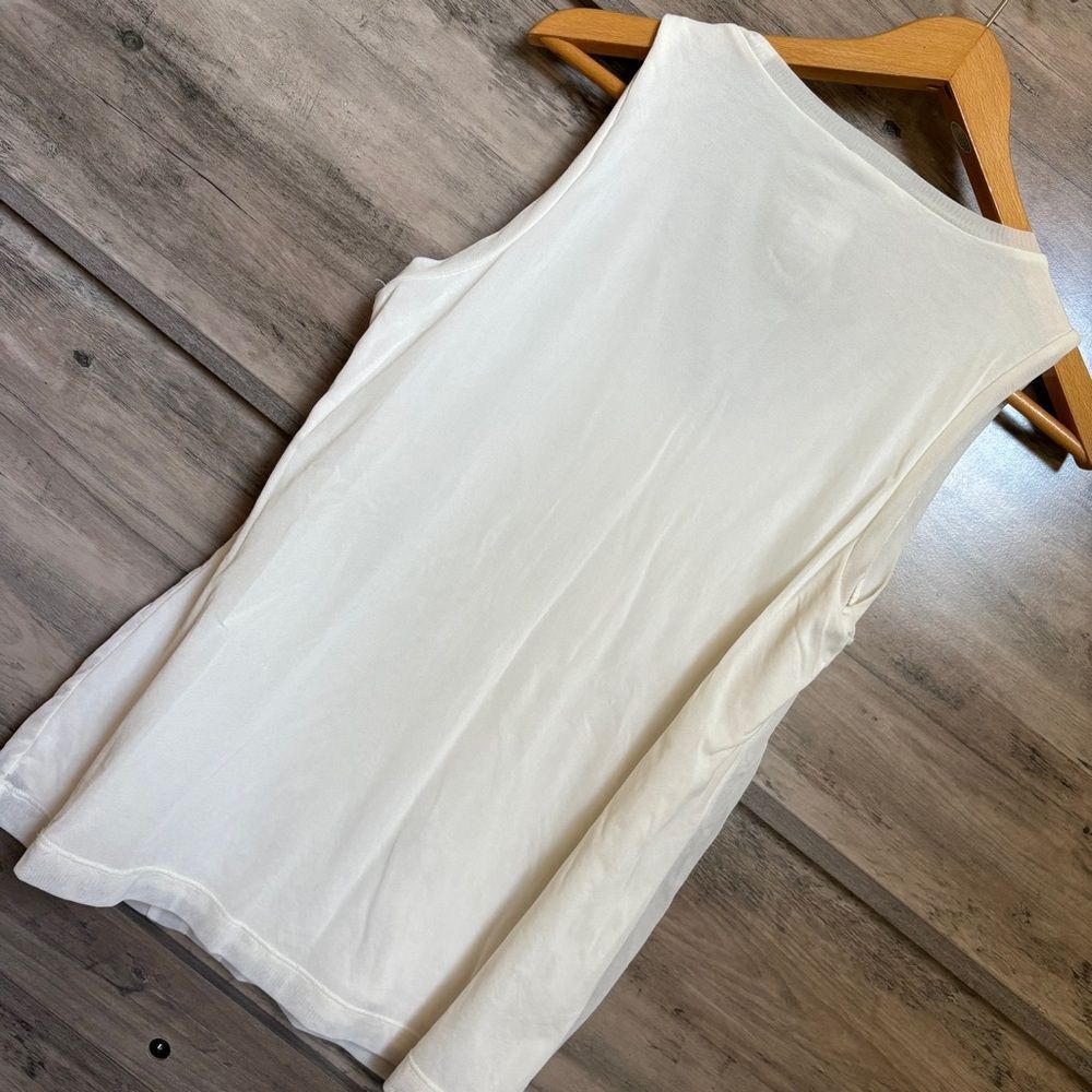 Chico's M Cream Blouse Top Luxury Boardwalk Preppy Professional Colonial Coastal - Picture 3 of 10